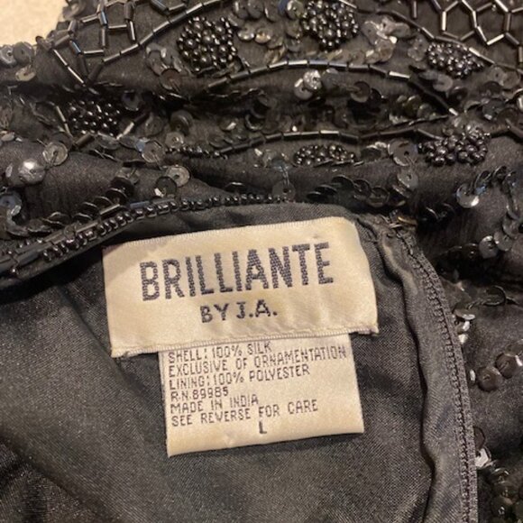 BRILLIANTE by JA Sequins Lace Formal Tiered Dress Black Sleeves Party Size Large - Picture 5 of 9